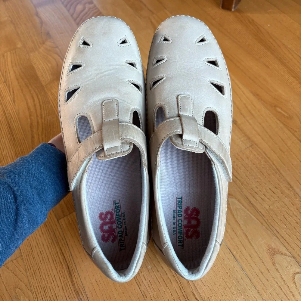 SAS shoes stone tan cream leather Tripad comfort womens made in the USA Size 10
